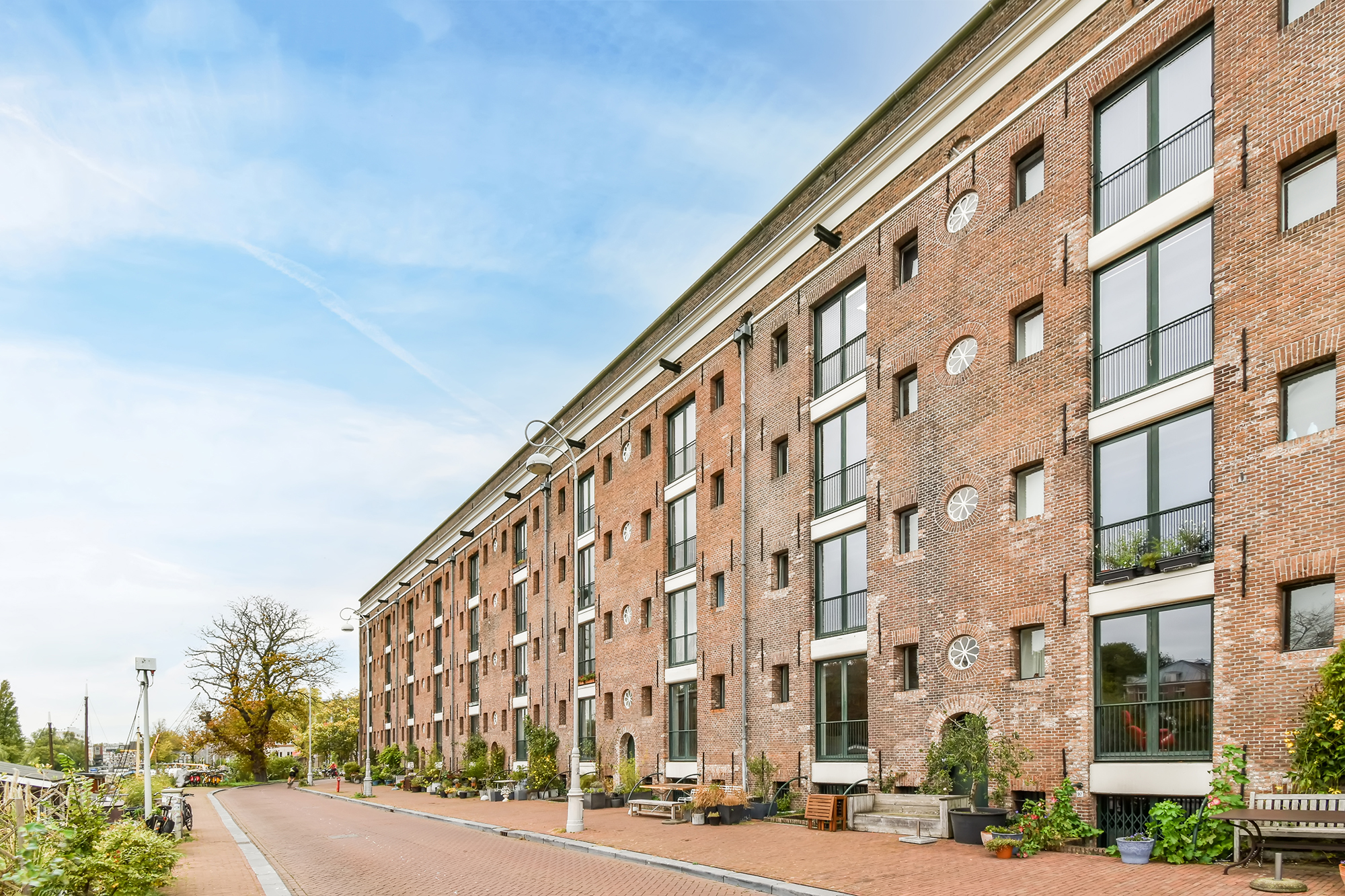 View to facade of a modern residential building